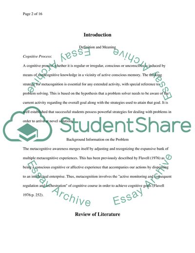 Achievement in Problem Solving and Metacognitive Stratigies