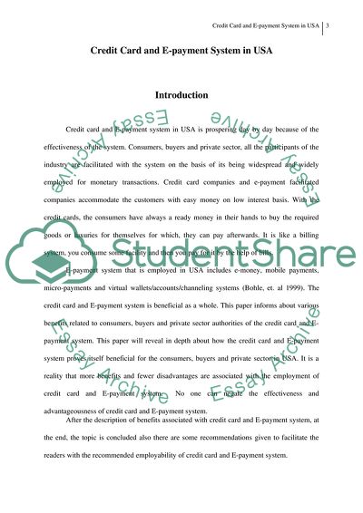 Credit Card and E- payment System in the U. S. A
