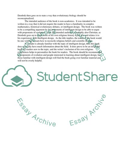 Intelligent Design (Book Report)