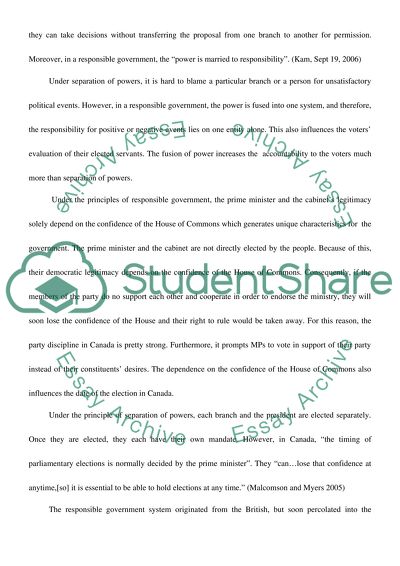 Responsible Government In The Canadian Regime