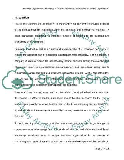 Relevance of Different Leadership Approaches in Todays Organization