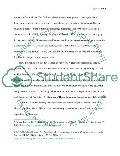 GrammLeachBliley Act and its effect in Economy