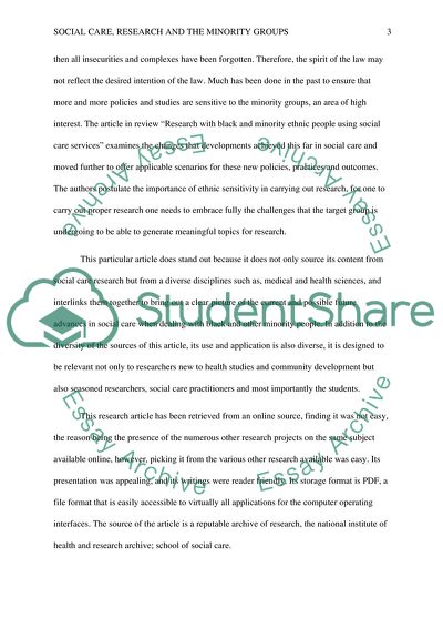 Social Care, Research, and the Minority Groups