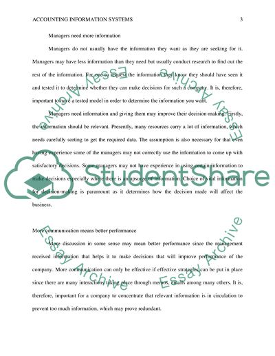 Information Needs for the AIS