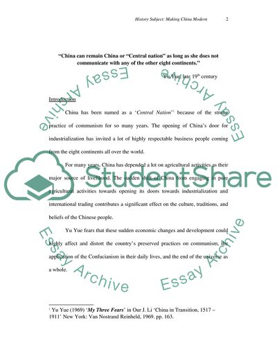 History Subject: Making China Modern