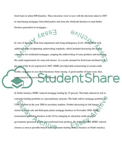 Cause of Problems for HSBC Holdings plc during the Credit Crisis