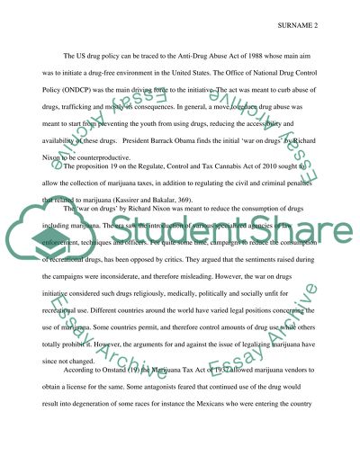 The legalization of Mariguana use in USA