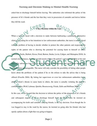 Nursing and Decision Making in Mental Health Nursing
