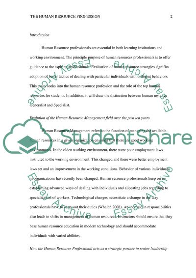 The Human Resource Profession