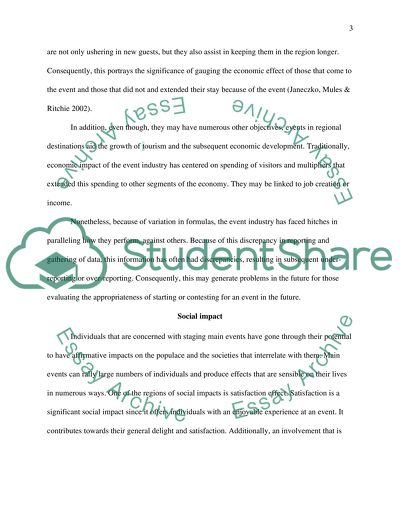 The Events Industry - Economic, Social, Technological, Environmental Impacts