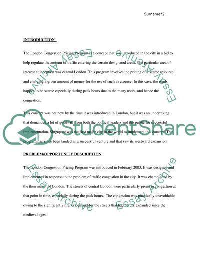 Evaluation Design of Londons Congestion Pricing Program