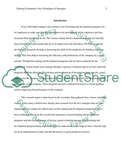 Training Evaluations: New Techniques and Strategies
