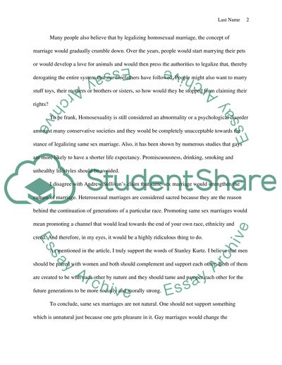 Homosexuals Should Be Entitled to Marry