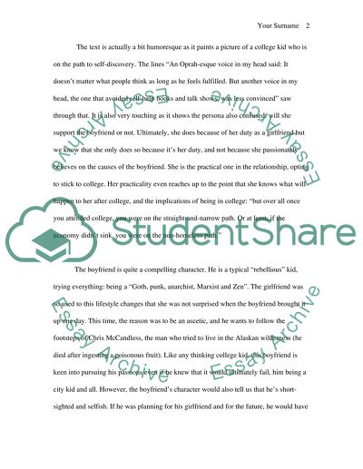 Rhetorical Analysis of My Dropout Boyfriend Kept Dropping In