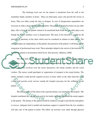 Discharge Plan Assignment