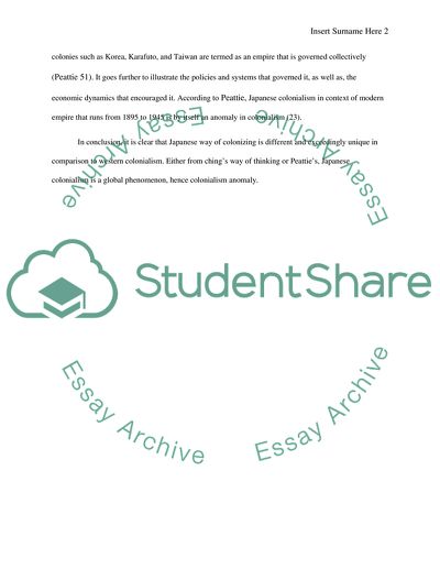 Japanese Colonialism as an Anomaly