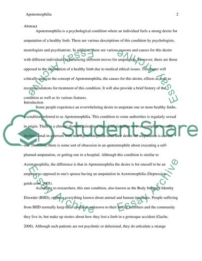 The Concept of Apotemnophilia