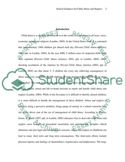 Providing school guidance counseling to children involved w/child abuse/neglect
