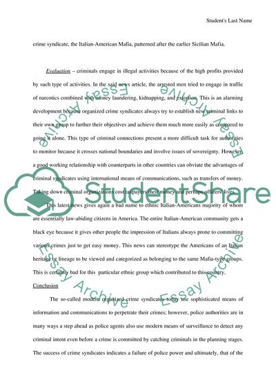 Organized Crime Syndicates