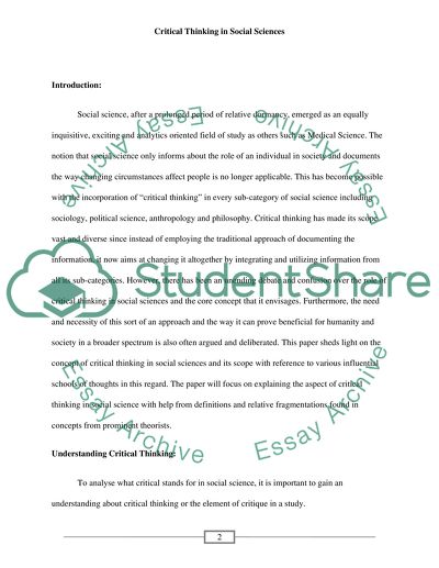 Critical and Philosophical Issues in the Social Sciences