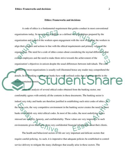 Ethics: Frameworks and Decisions