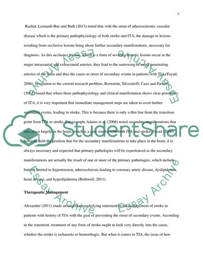 Therapeutic Management of Stroke as a Method of Preventing Secondary Events