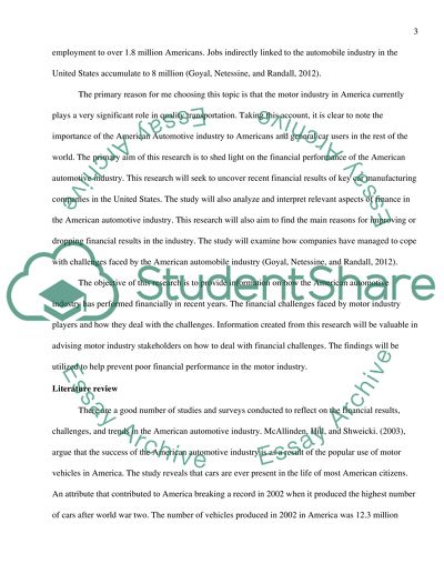 Financial Performace of the US Automotive Industry