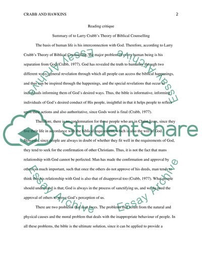 Theory of Biblical Counselling by Larry Crabb