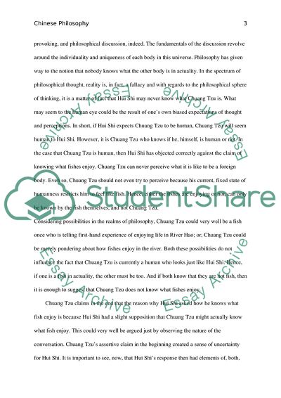 Analysis of a Conversation between Two Chinese Characters: Chuang Tzu and Hui Shi