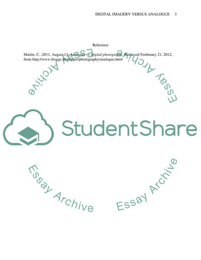 Digital Imagery Versus Analogue