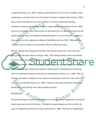Delivering a Holistic Approach to Rehabilitating Motor Skills Following a Frontal Lobe Injury
