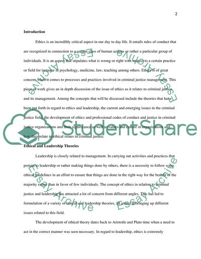 Applied Ethics in Criminal Justice Management