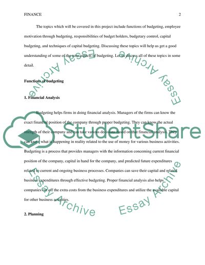 Budgeting in Business Operation