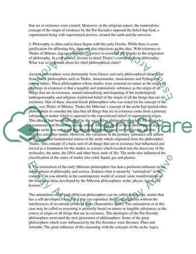 Ancient Greek Philosophy: Concepts Associated with the Presocratics