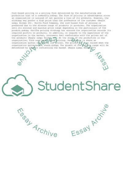 Organization of Ford Company