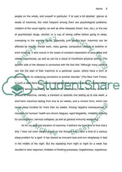 The Issue of Insomnia and Its Management