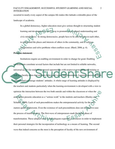 Faculty engagement, successful student learning and social integration