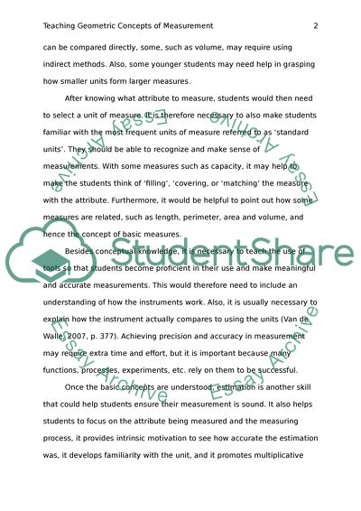 Teaching geometrical concepts of measurement