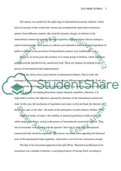 What role does Lex Mercatoria Play in international commercial contracts