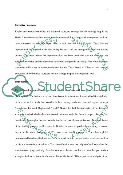 Balance Scorecard and Strategy Map of TESCO