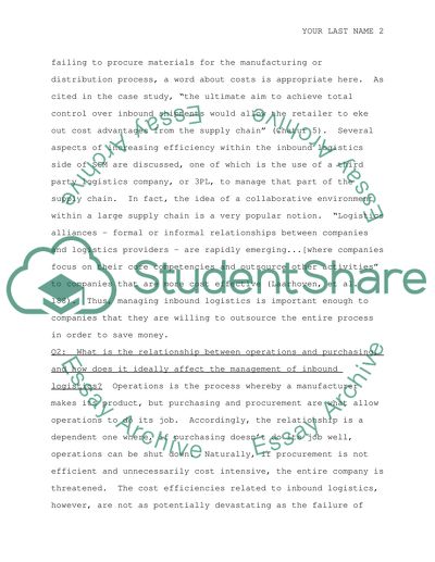 Inbound Logistics Issues