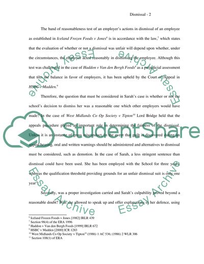 A Claim of Unfair Dismissal