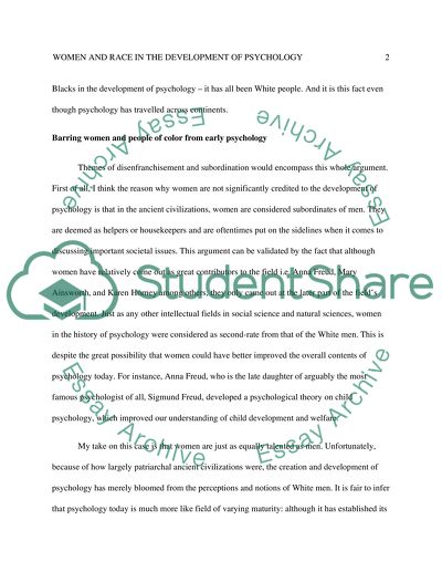 WOMEN AND RACE IN THE DEVELOPMENT OF PSYCHOLOGY