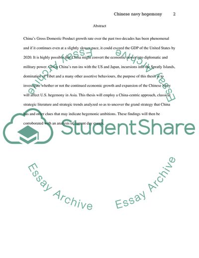 Chinese Navy Expansion and the US Hegemony in Asia