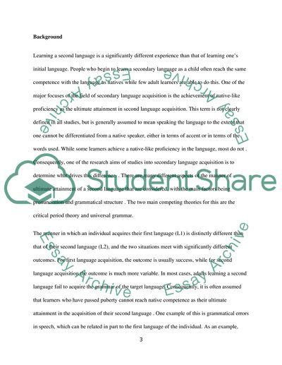 Analysis of Ultimate Attainment in Second Language Acquisition among Children, Adolescents and Adults