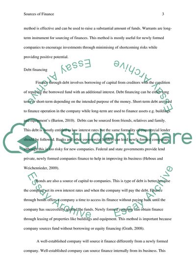 Sources of Finance, Equity Financing, Debt Financing
