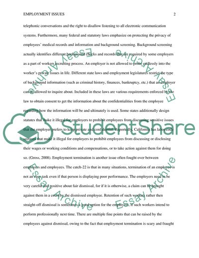 The Employment Relationship, Employment Discrimination and Employment Regulation