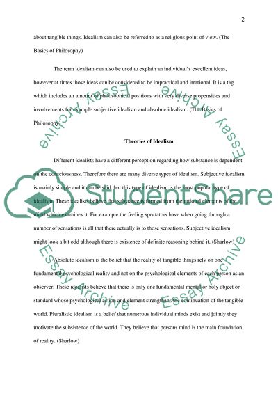 Idealism in Epistemology and Theories of Idealism