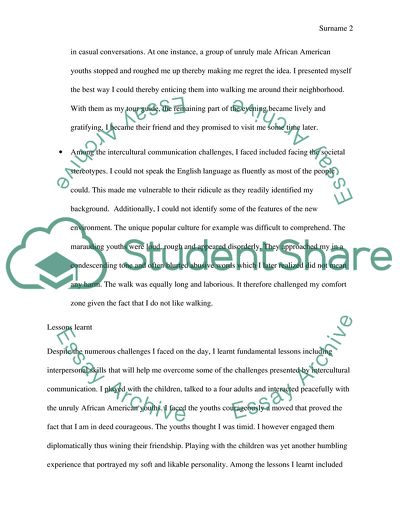 Intercultural communication class- Project Report