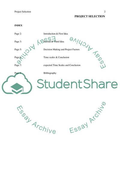 Three projects selection